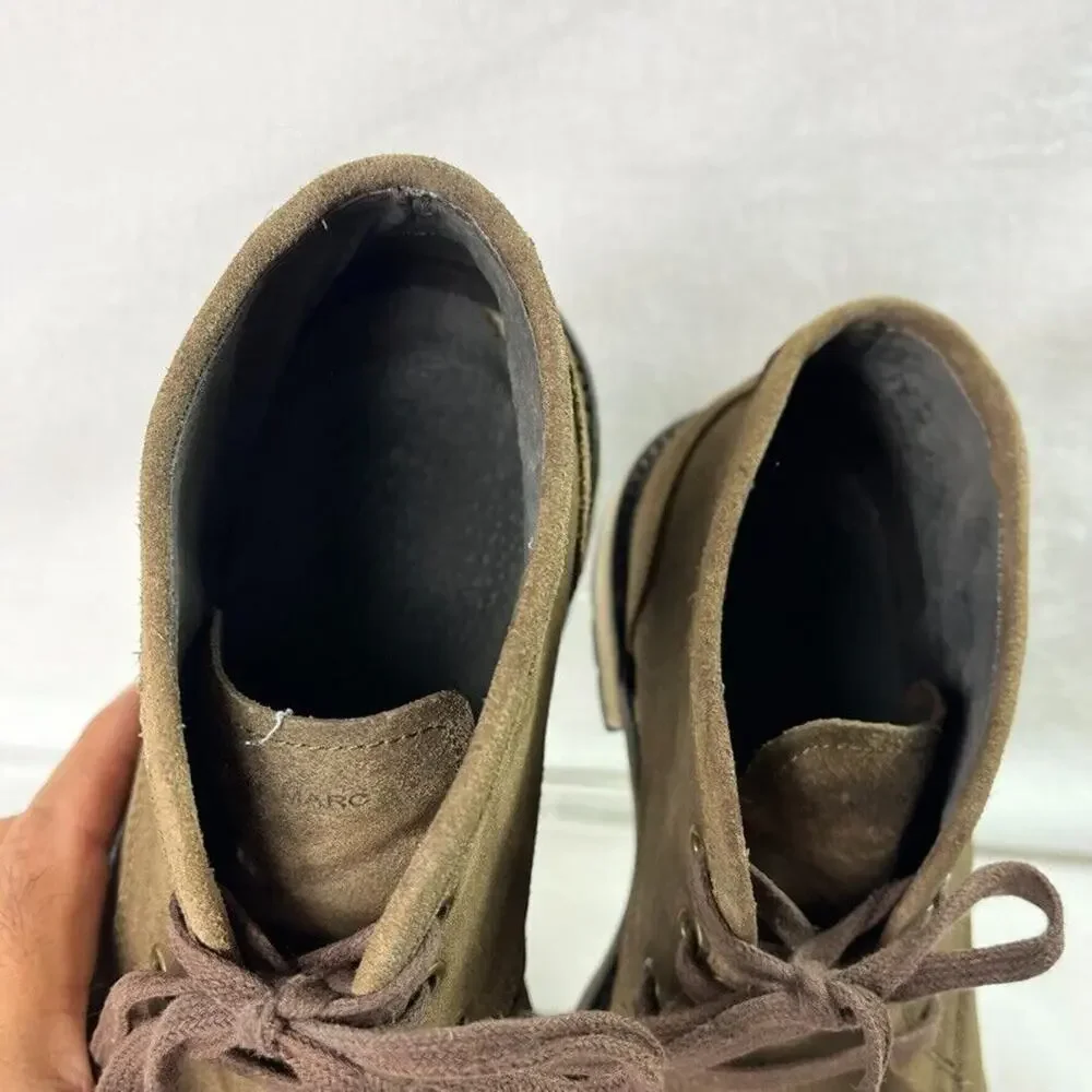 Andrew Marc Chukka Boots Mens 8 Brown Leather Round Toe Lace Up